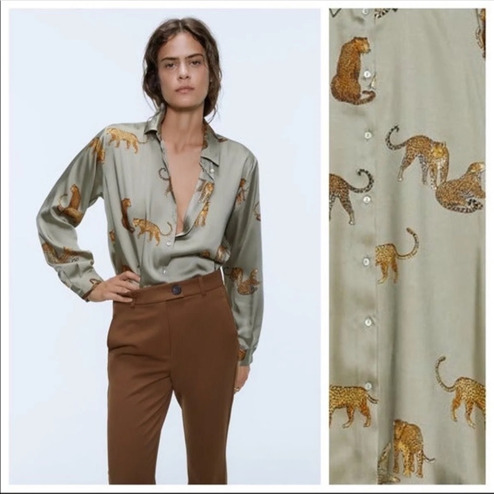 NWT. Zara Leopard Print Shirt.